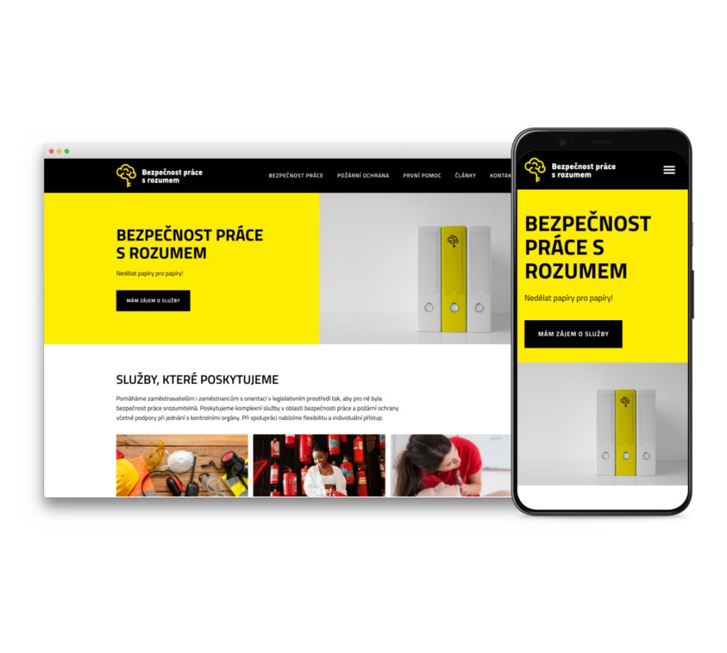 Ukázka projektu BOZP s rozumem – web pro BOZP poradenství